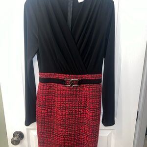 Joseph Ribkoff Black and Red Long Sleeve Dress